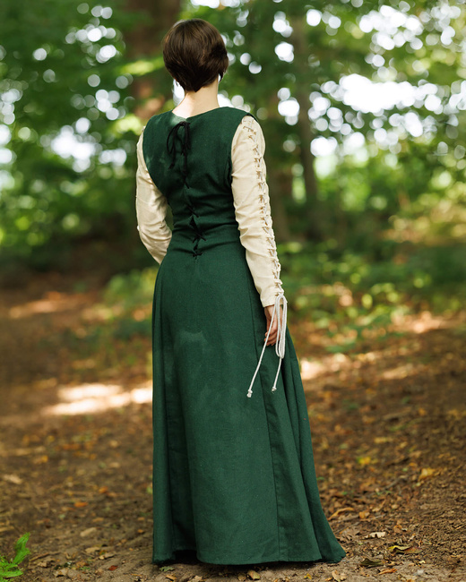 Uma Dress Canvas Green - płócienna suknia