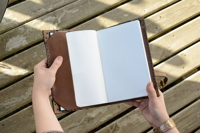 Leather Grimoire - Green/Gold - skórzana księga/notatnik