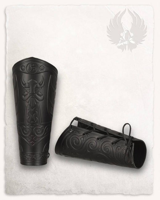 Ragnarok Thor Leather Bracers - Black
