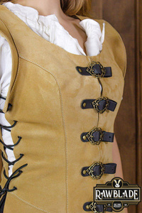 Julienne Leather  Jerkin Long -Light Brown