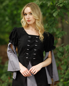 Loreley Dress - Black - suknia bawełniana