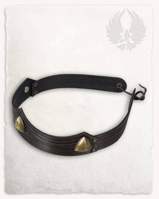 Isidor Studded Crown Triangolar Brown - skórzany diadem