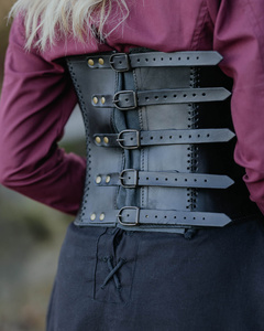 Dunja Leather Bodice Black - skórzany gorset