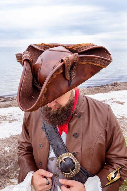 Pirate Hat - Faux Leather - Brown