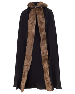 Aaron Cloak with fur - Bordeaux - płócienna peleryna