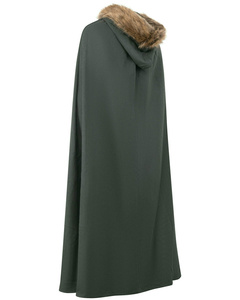 Aaron Cloak with fur - Green - płócienna peleryna