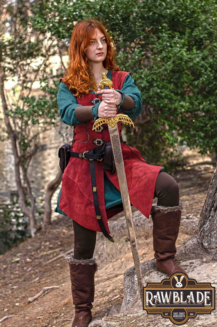 Julienne Leather  Jerkin Long - Red