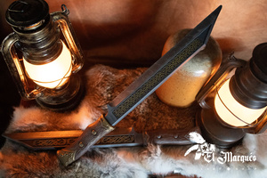Seax - Knotted blade - Wooden handle - Gold