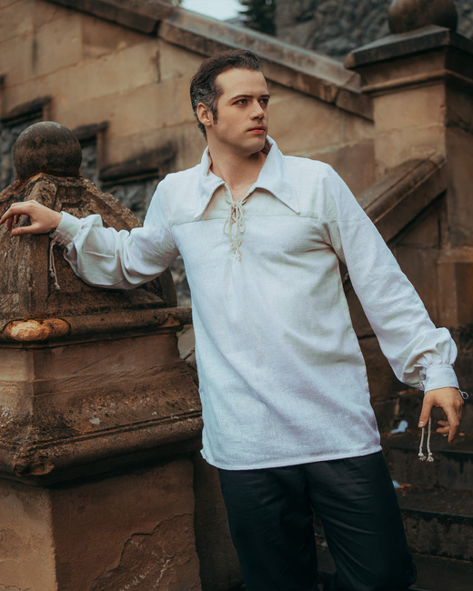 Sawyer shirt linen - White - koszula bawełniana