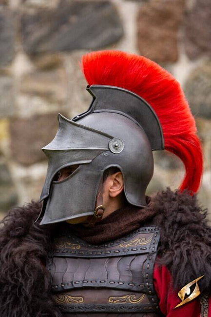 Corinthian Helmet w/Plume - Epic Dark/Red - hełm koryncki z pióropuszem