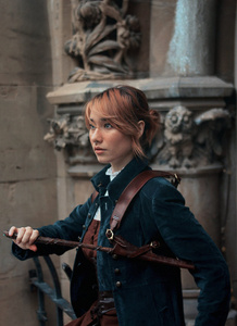 Leather wand holster - Black/Smooth - pokrowiec na różdżkę