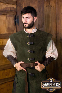 Jules long Leather Jerkin - Green