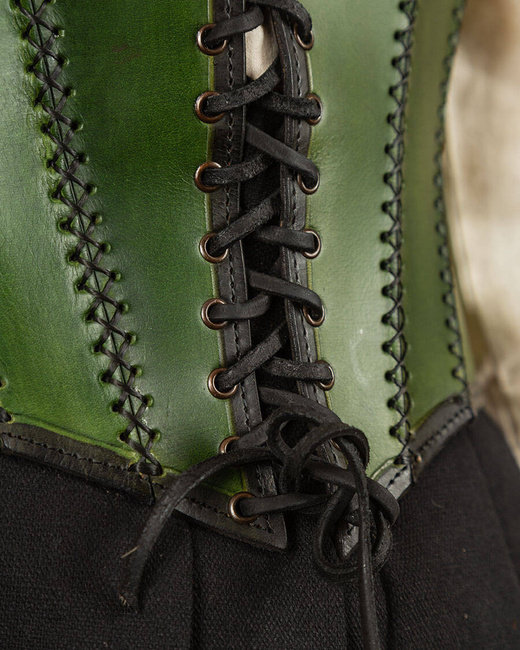 Dunja Leather Bodice Green - skórzany gorset
