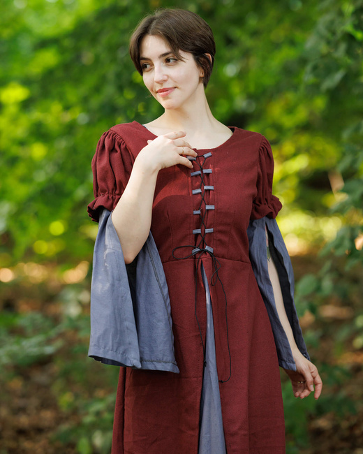 Loreley Dress - Bordeaux - suknia bawełniana