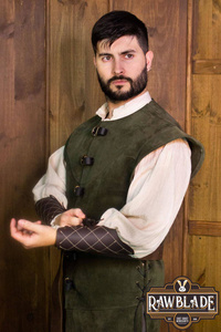 Jules long Leather Jerkin - Green