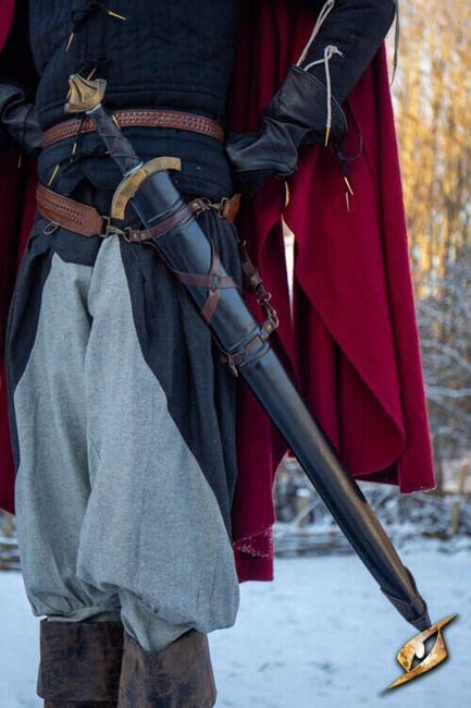 Sword Belt Scabbard Black/Dark Brown 94 cm - pochwa na miecz larpowy