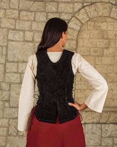 Lucy Leather Bodice Black - zamszowa kamizelka