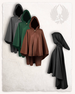 Kim Short Cape Wool Brown - wełniana półpeleryna z kapturem