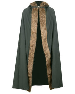 Aaron Cloak with fur - Green - płócienna peleryna