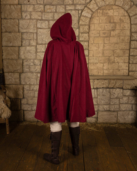 Raven Cape Wool Burgundy - wełniana peleryna