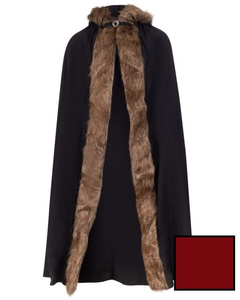 Aaron Cloak with fur - Bordeaux - płócienna peleryna