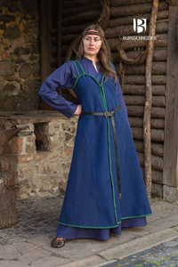 Rus Dress Katarzyna - Blue/Green - wierzchnia suknia bawełniana