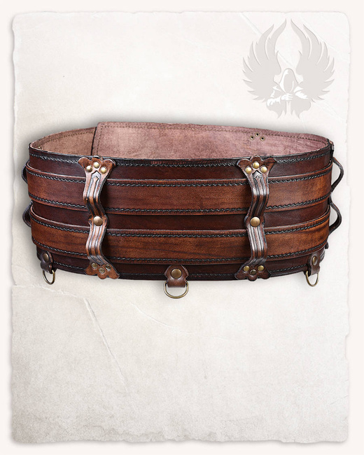 Luthor Double-Belt Brown - podwójny skórzany pas