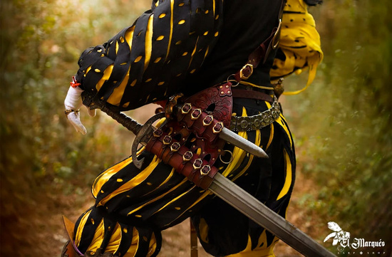 Leather Baldric with Sword holder - Red
