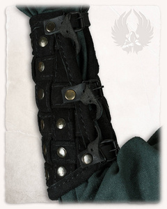 Robert Bracers - Black - nitowane skórzane karwasze