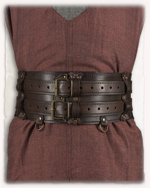 Luthor Double-Belt Brown - podwójny skórzany pas