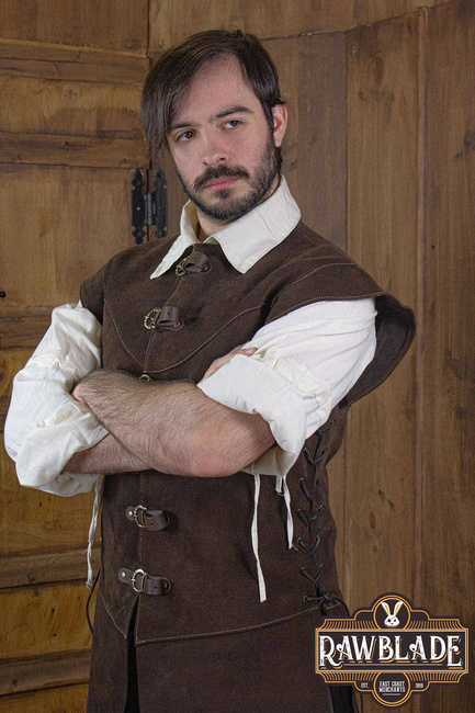 Jules long Leather Jerkin - Brown