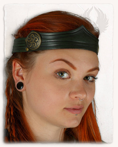 Isidor Studded Crown Round Green - skórzany diadem