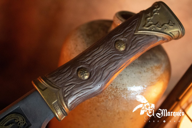 Seax - Dragon blade - Wooden handle - Gold