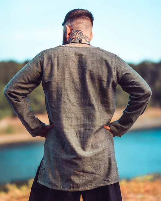 Tronde Tunic Herringbone Olive-Green - bawełniana tunika