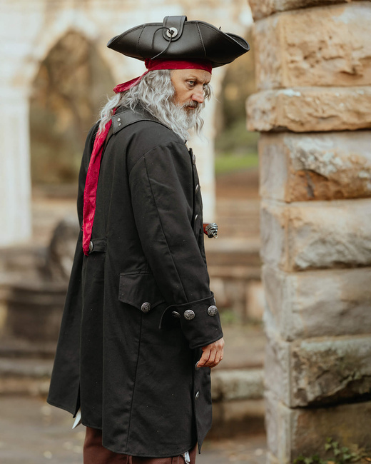 Captain Chad Buccaneer Coat canvas - Black - bawełniany płaszcz
