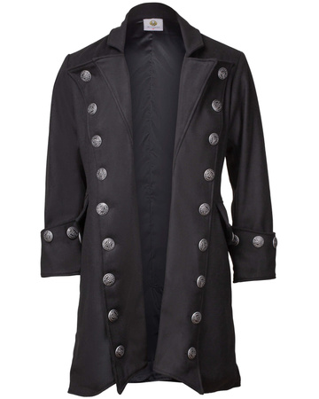 Captain Chad Buccaneer Coat Wool - Black - wełniany płaszcz