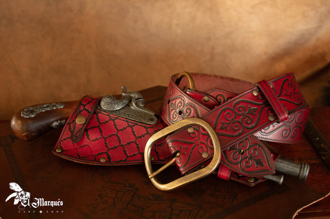 Pirat Belt - Red - skórzany pas