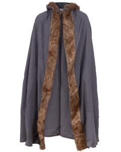 Aaron Cloak with fur - Grey - płócienna peleryna
