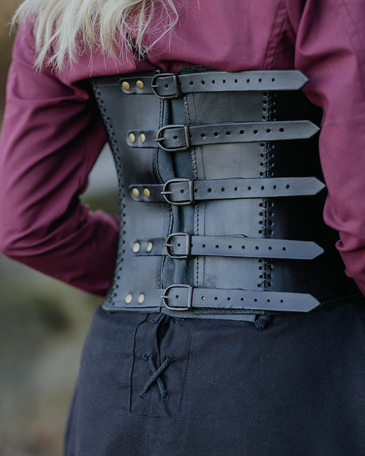 Dunja Leather Bodice Black - skórzany gorset