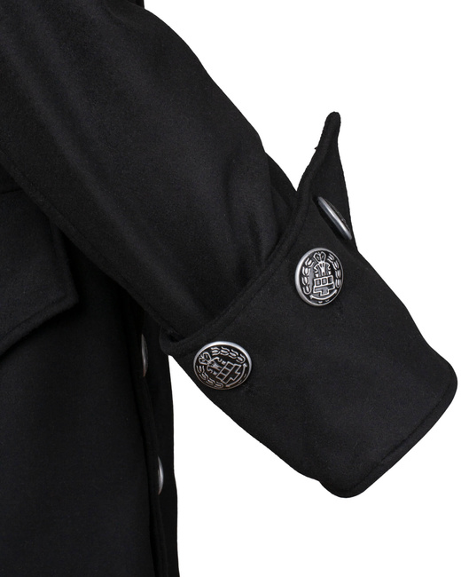 Captain Chad Buccaneer Coat Wool - Black - wełniany płaszcz