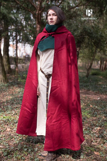 Hooded Cloak Hibernus - Wool - Red