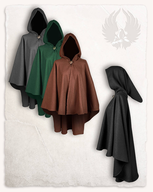 Kim Short Cape Wool Brown - wełniana półpeleryna z kapturem