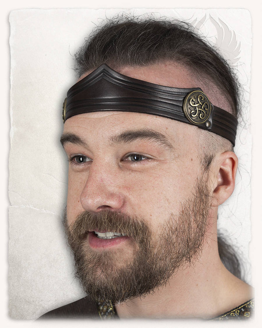 Isidor Studded Crown Round Brown - skórzany diadem