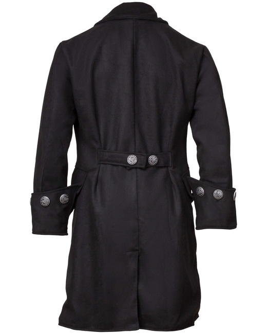 Captain Chad Buccaneer Coat Wool - Black - wełniany płaszcz