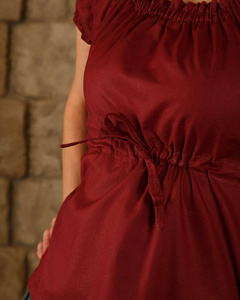 Kalina Blouse Light Cotton - Burgundy