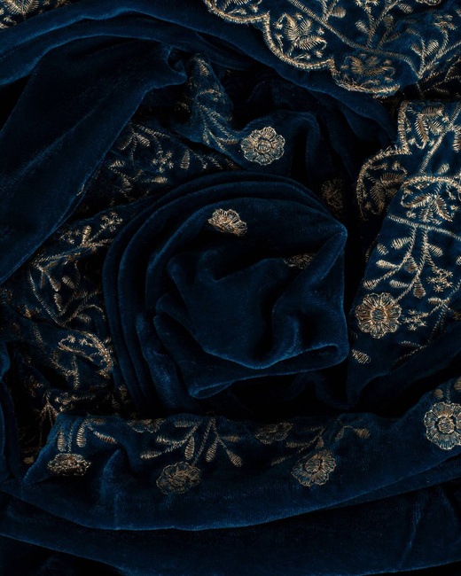 Jasmin Scarf - Blue - szal z aksamitu