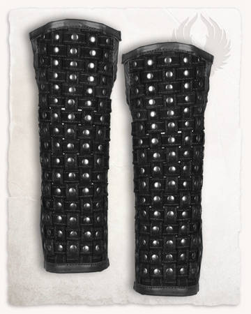 Robert Greaves black - nitowane skórzane nagolenniki