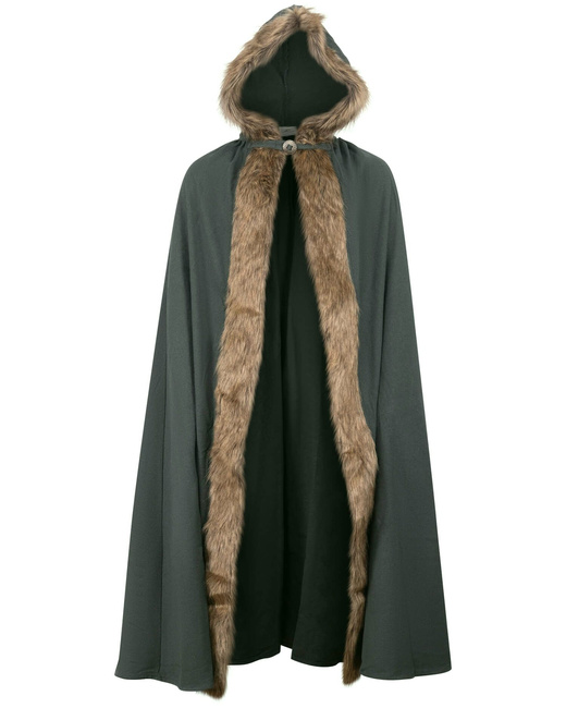Aaron Cloak with fur - Green - płócienna peleryna
