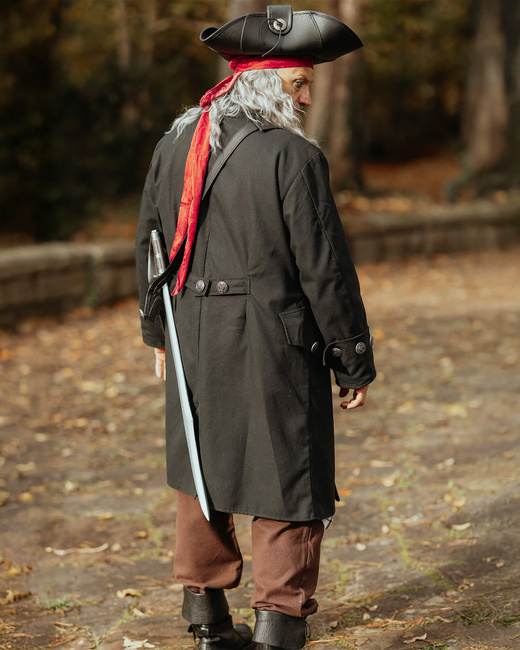 Captain Chad Buccaneer Coat canvas - Black - bawełniany płaszcz