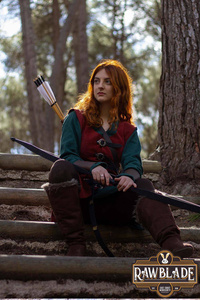 Julienne Leather  Jerkin Long - Red